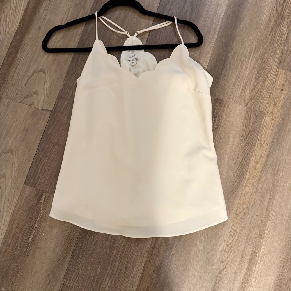 J Crew White Scalloped Camisole Top Sz 6